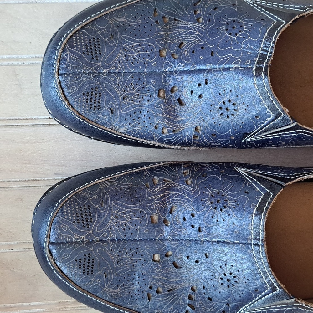 Spring Step L'Artiste Libora Navy Leather Comfort Loafers Slip-On Shoes Size 39 - Picture 3 of 11